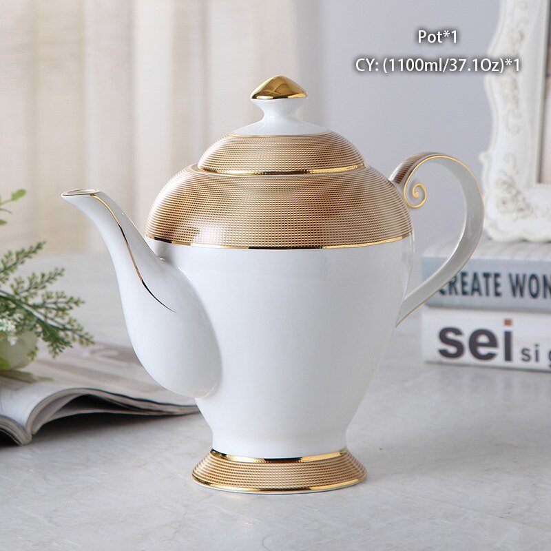 Luxury Gold Bone China Coffee Set Porcelain Tea Set Advanced Cup Ceramic Mug Pot Sugar Bowl Creamer Teapot Drinkware Coffeeware