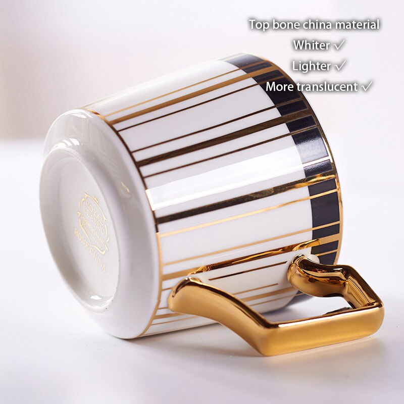 Gold Inlay Bone China Coffee Set Luxury Porcelain Tea Set Advanced Pot Cup Ceramic Mug Sugar Bowl Creamer Teapot Party Drinkware