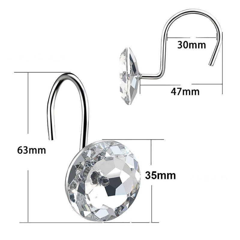 Crystal Ball Shower Curtain Hooks