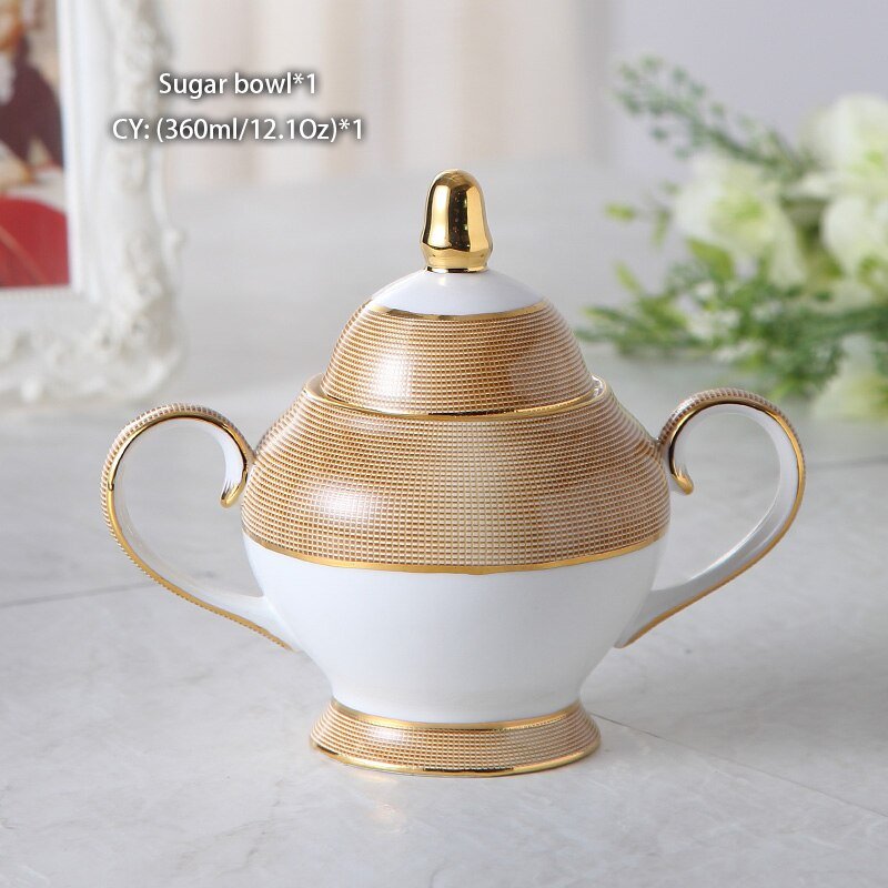 Luxury Gold Bone China Coffee Set Porcelain Tea Set Advanced Cup Ceramic Mug Pot Sugar Bowl Creamer Teapot Drinkware Coffeeware