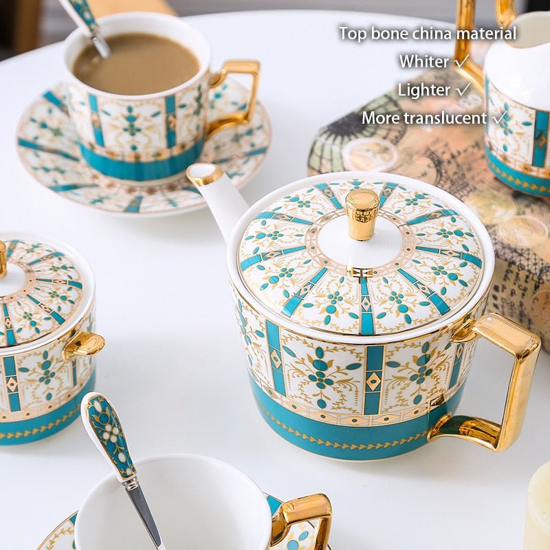 Luxury Gold Bone China Coffee Set Nordic Porcelain Tea Set Pot Cup Ceramic Mug Sugar Bowl Creamer Teapot Milk Jug Coffeeware