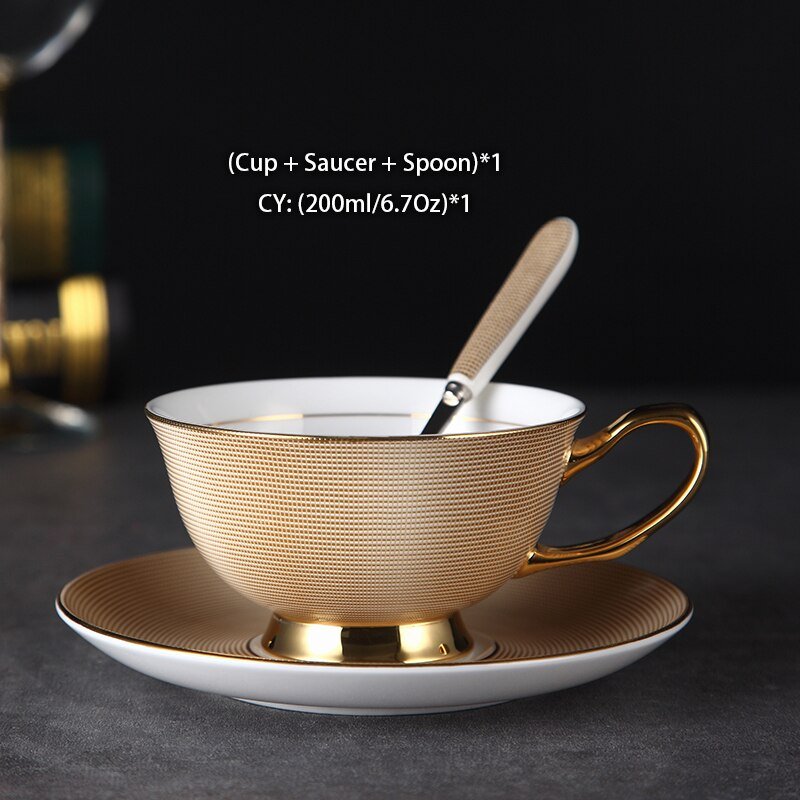 Luxury Gold Bone China Coffee Set Porcelain Tea Set Advanced Cup Ceramic Mug Pot Sugar Bowl Creamer Teapot Drinkware Coffeeware