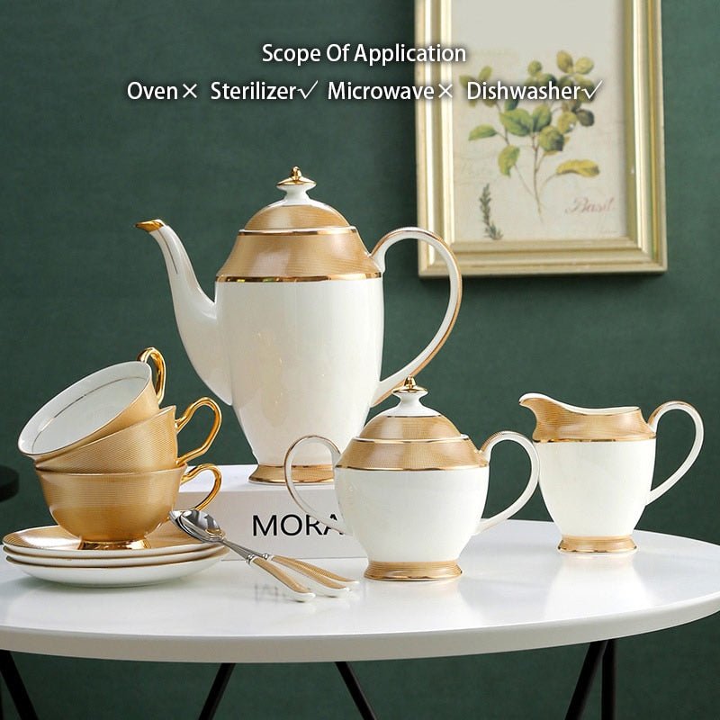 Luxury Gold Bone China Coffee Set Porcelain Tea Set Advanced Cup Ceramic Mug Pot Sugar Bowl Creamer Teapot Drinkware Coffeeware