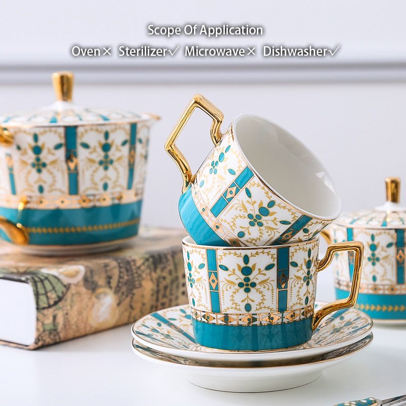 Luxury Gold Bone China Coffee Set Nordic Porcelain Tea Set Pot Cup Ceramic Mug Sugar Bowl Creamer Teapot Milk Jug Coffeeware