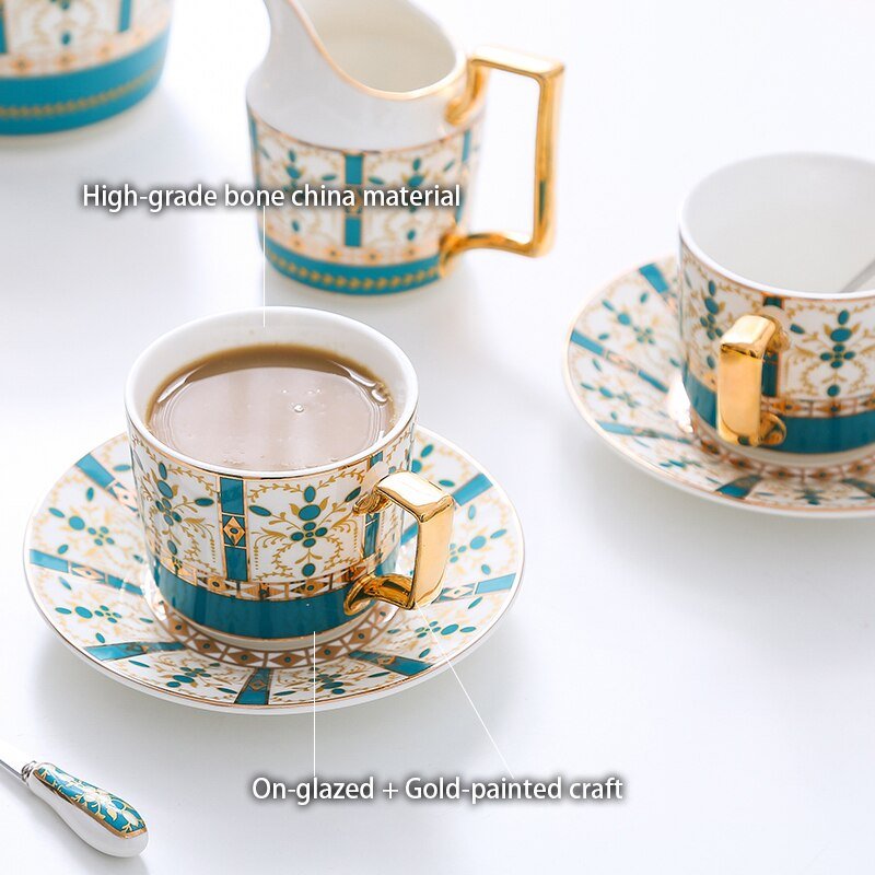 Luxury Gold Bone China Coffee Set Nordic Porcelain Tea Set Pot Cup Ceramic Mug Sugar Bowl Creamer Teapot Milk Jug Coffeeware