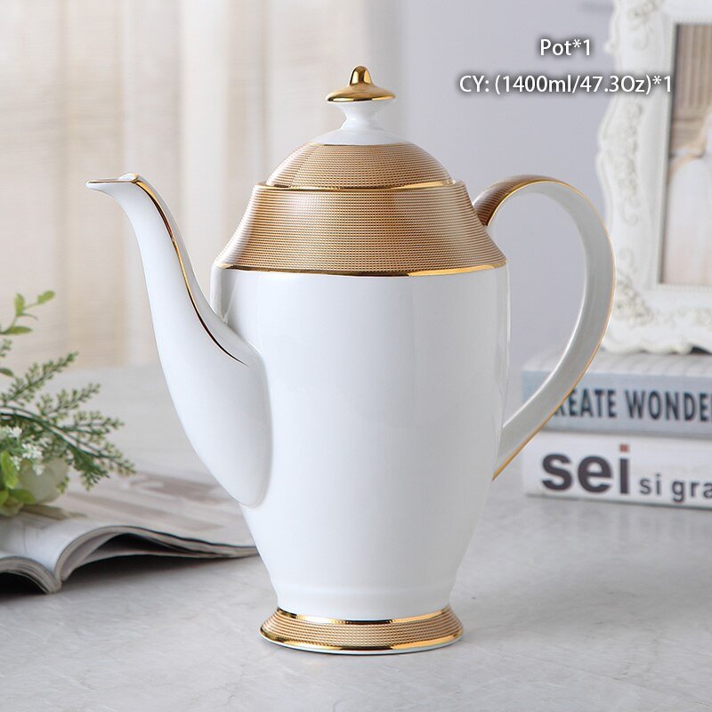 Luxury Gold Bone China Coffee Set Porcelain Tea Set Advanced Cup Ceramic Mug Pot Sugar Bowl Creamer Teapot Drinkware Coffeeware