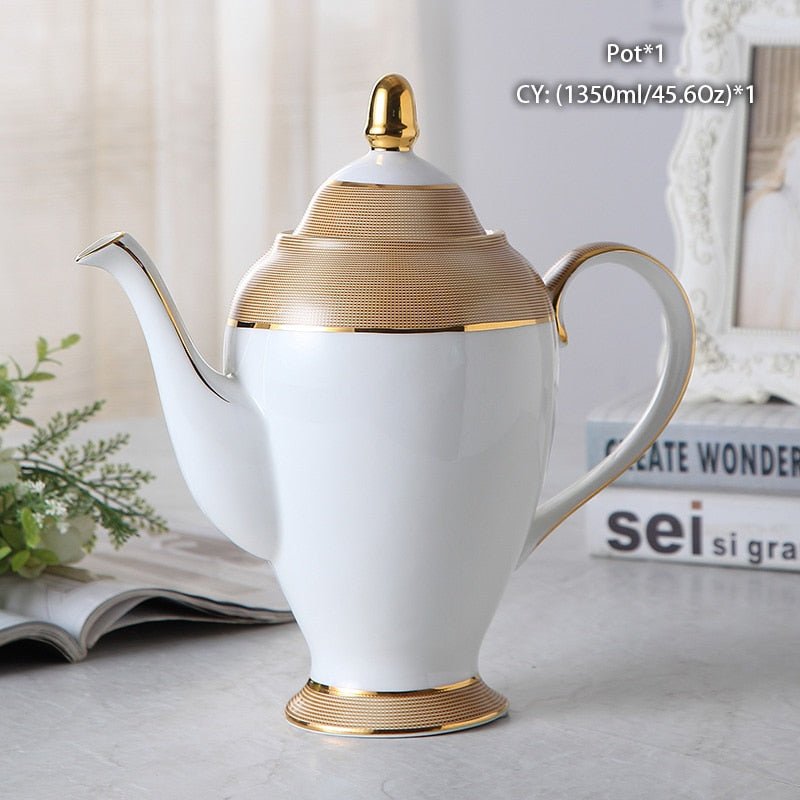 Luxury Gold Bone China Coffee Set Porcelain Tea Set Advanced Cup Ceramic Mug Pot Sugar Bowl Creamer Teapot Drinkware Coffeeware