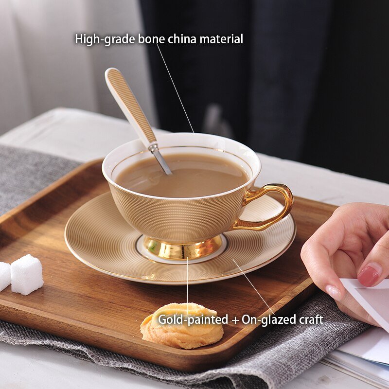 Luxury Gold Bone China Coffee Set Porcelain Tea Set Advanced Cup Ceramic Mug Pot Sugar Bowl Creamer Teapot Drinkware Coffeeware